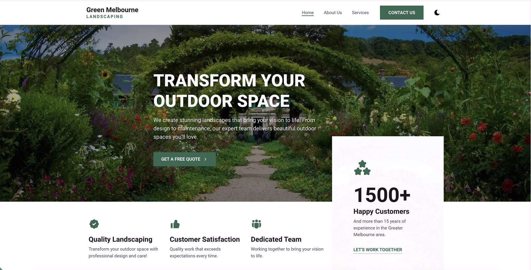 Green Melbourne Landscaping website preview